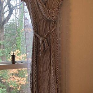 Striped Black and White Wrap Dress